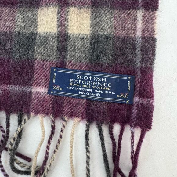 Scottish Experience Multicolor Lambswool Plaid Tartan Fringe Scarf 12"x 48” - Picture 3 of 5